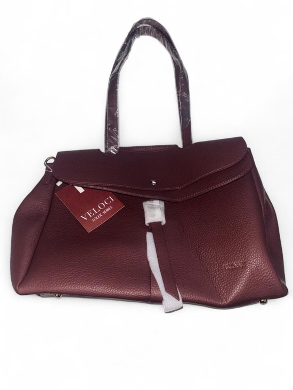 NWT VELOCI Brown Faux Pebbled Leather Tote Satchel Bag